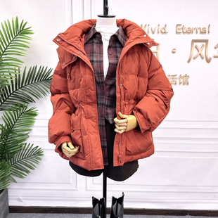 【可系】专柜247796秋冬宽松连帽工装大口袋短款羽绒服女