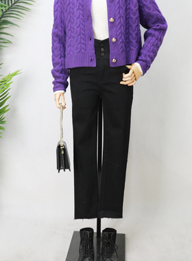 清仓捡漏~专柜撤柜【可系】C141387小脚牛仔裤女2022秋冬款三排