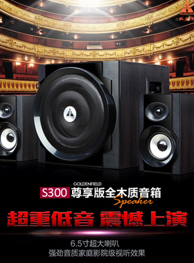 Golden Field/金河田 S300（尊享版）有源电脑2.1音箱木质低音炮