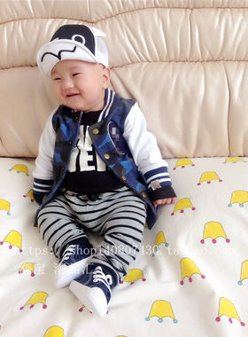 迷彩外套秋冬季男童毛圈父子装