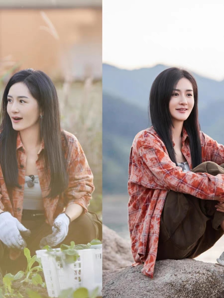 我们的美好生活谢娜同款红色扎染做旧格子衬衫女复古长袖上衣女潮