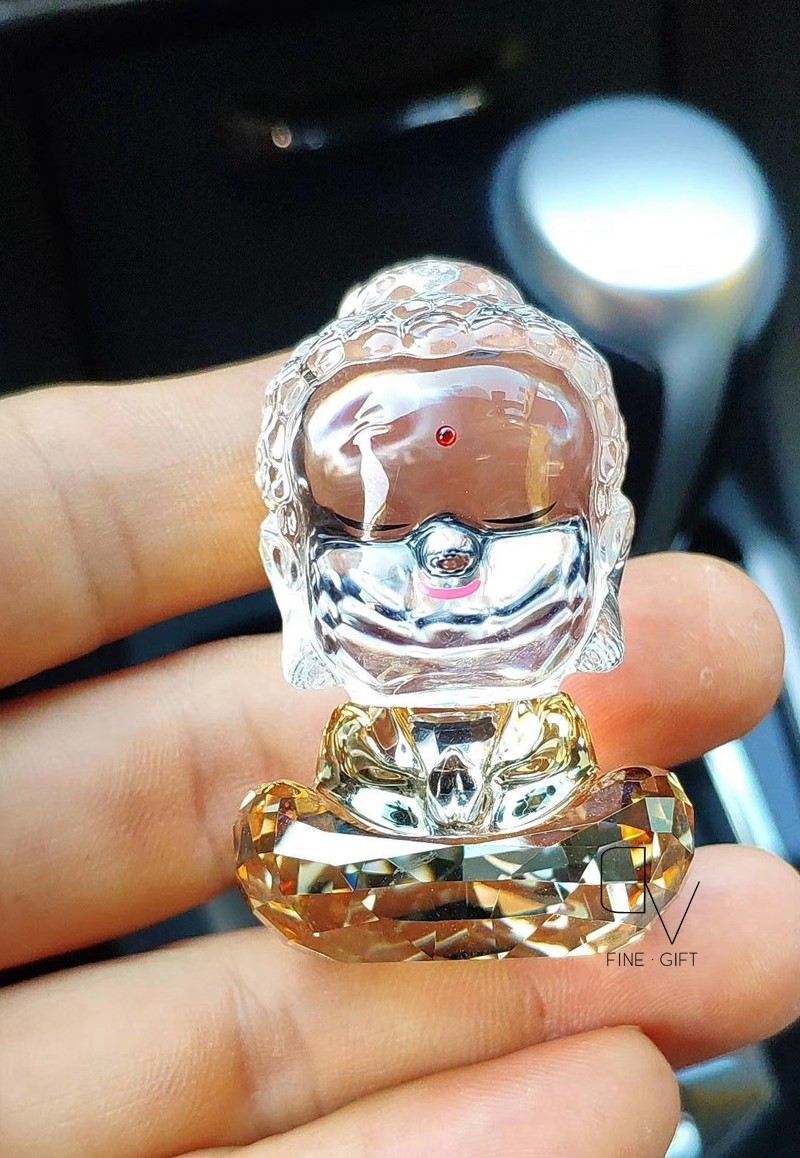 奥地利水晶佛陀如来佛主车摆件保平安水晶汽车装饰祝福莲花观音