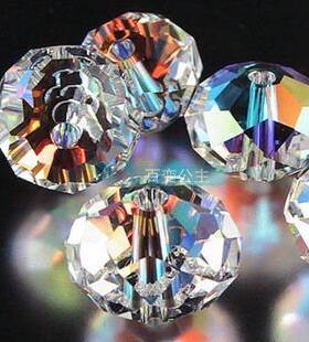正品施华洛水晶珠子5040车轮珠101白彩色扁珠4681218MM手链转运珠