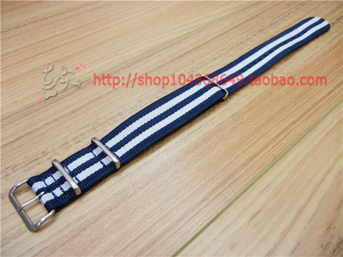 18mm22mm canvas Nylon strap NATO NATO A variety of watch currency Blue double whitein the Wristwatch , Fitting  category - from Buy2taobao.com to provide professional Taobao agent buy service