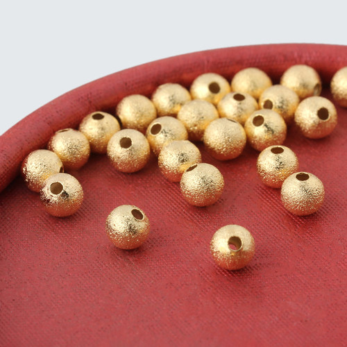 50颗一包18k包金磨砂圆珠金珠