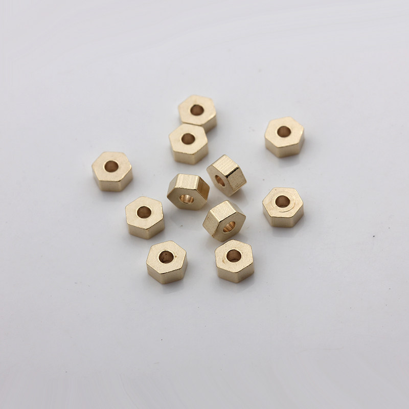 黄铜纯铜珠子六边形加厚隔片3 4mm小隔珠手链项链串珠散珠diy配件