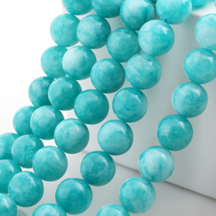 长条天河石珠子6 12mm散珠天然水晶玉髓玉石圆珠diy手链 包邮