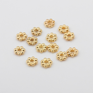 50颗 6mm雪花隔片制作项链手链材料散珠diy配件 18K包金保色隔珠4