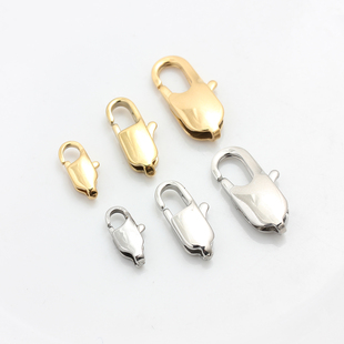 不掉色18K金不锈钢钛钢长方扣CP扣高端手工项链扣手链扣头diy配件