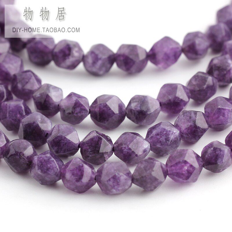 NATURAL JADE CRYSTAL LOOSE BEADS CUT CORNERS CUT CORNERS AMETHYST 8MM BEADS BEADED BRACELET MATERIAL DIY BRACELET ACCESSORIES