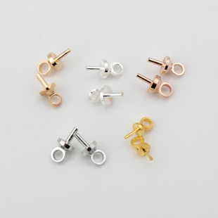 3mm羊眼钉铜镀金银色KC金小吊针插针扣珍珠吊头扣帽头diy饰品配件