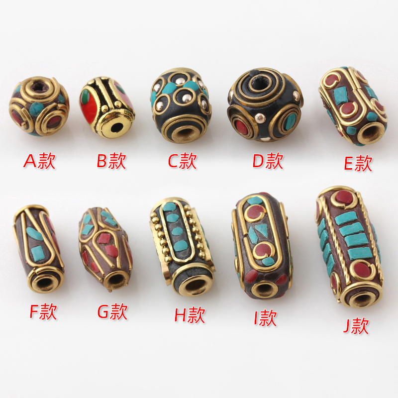 手工尼泊尔铜珠子桶珠佛珠配饰