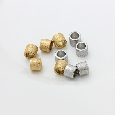 不褪色不锈钢镀18K金拉丝磨砂管珠珠大孔钛钢散珠手工串珠diy配件