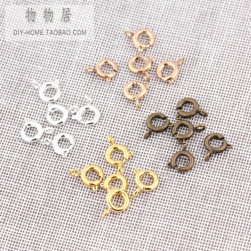 镀金银色铜扣6mm弹簧扣小圆扣手链扣头珍珠项链连接扣diy饰品配件