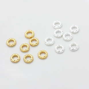 保色18K14k包金隔珠盘缠珠子镀纯银花边隔片散珠diy手链项链配件