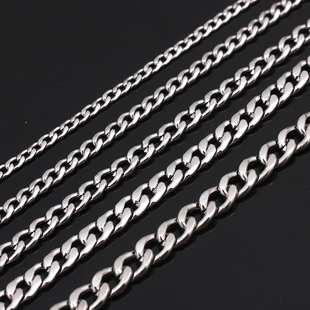 不褪色304钛钢不锈钢链子扁链NK链手工制作手链项链材料diy配件