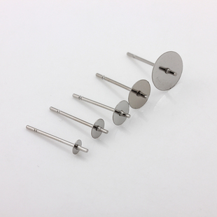 不褪色304钛钢不锈钢出针平针圆面平面耳钉防过敏耳环耳饰diy配件