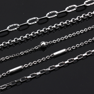 焊接闭口钛钢链条夹管圆珠链方盒链批花O字链子不锈钢链diy配件