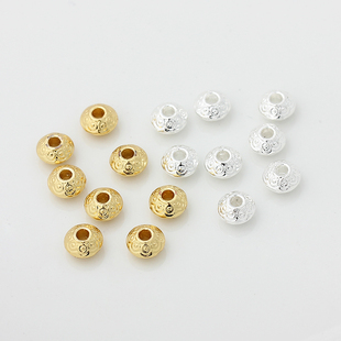 18K金14K包金元宝珠子镀纯银镀金算盘隔珠盘缠珠保色散珠diy配件