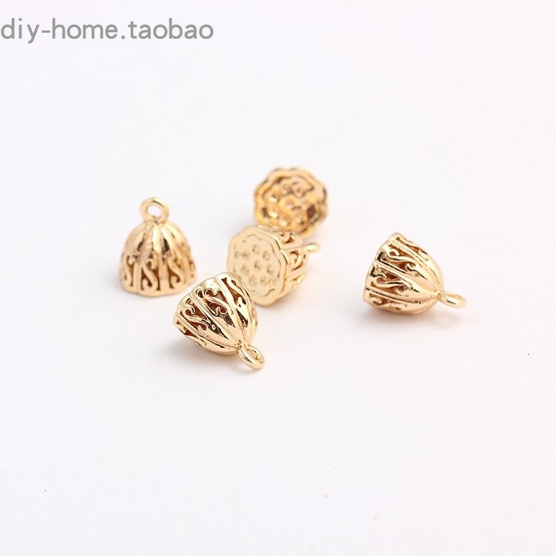 保色包金创意小挂件 铜镀真金18k金莲子莲蓬吊坠 水晶手链配饰