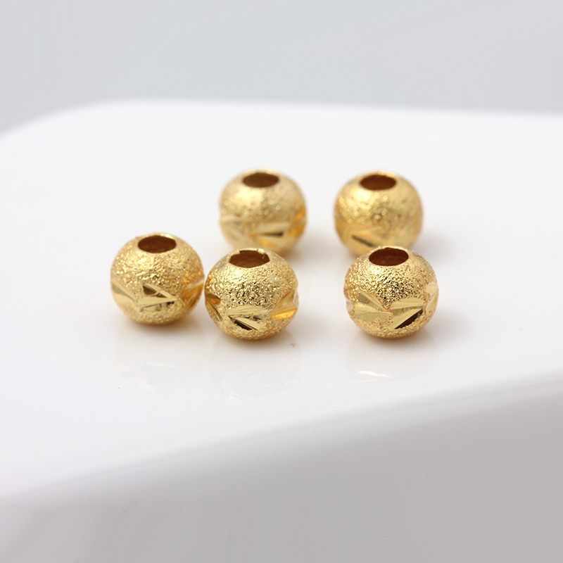 18k包金批花磨砂圆珠闪沙珠散珠