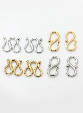 不褪色钛钢S扣不锈钢镀金18K金S扣W扣M扣活口掰扣手链项链DIY配件