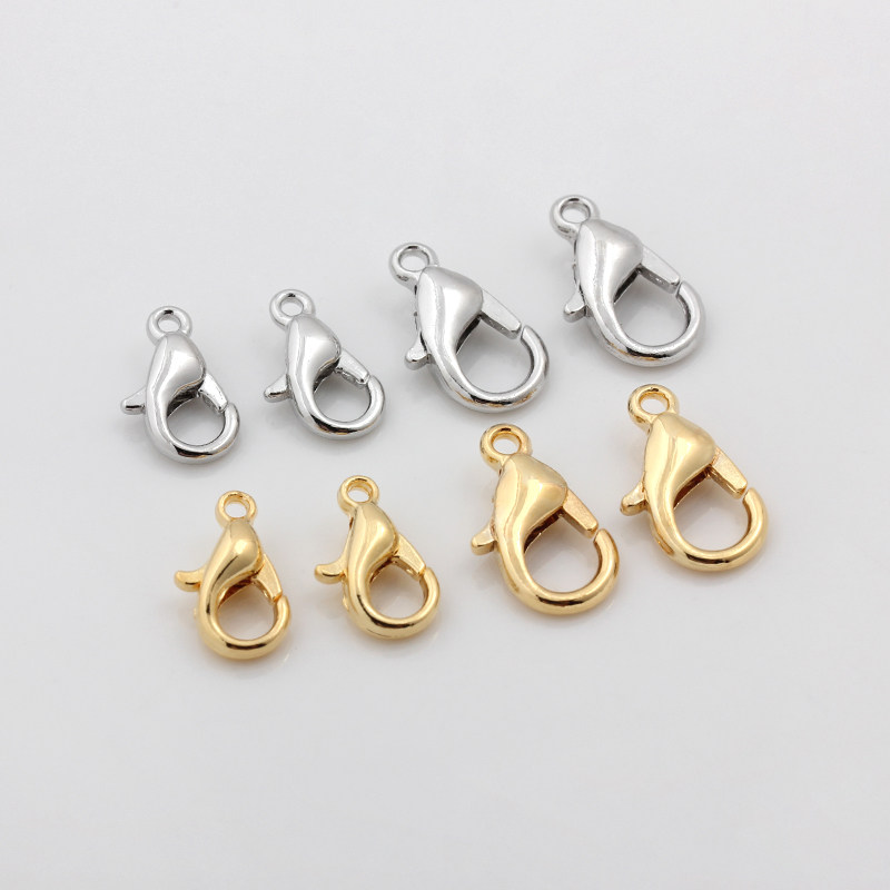 保色18k包金白金14k金龙虾扣大小号手链扣子水晶珍珠项链扣头配件