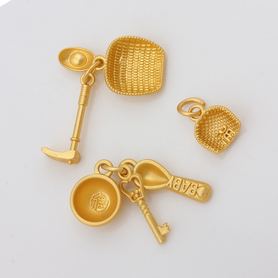 保色古法金小挂件三件套吊坠