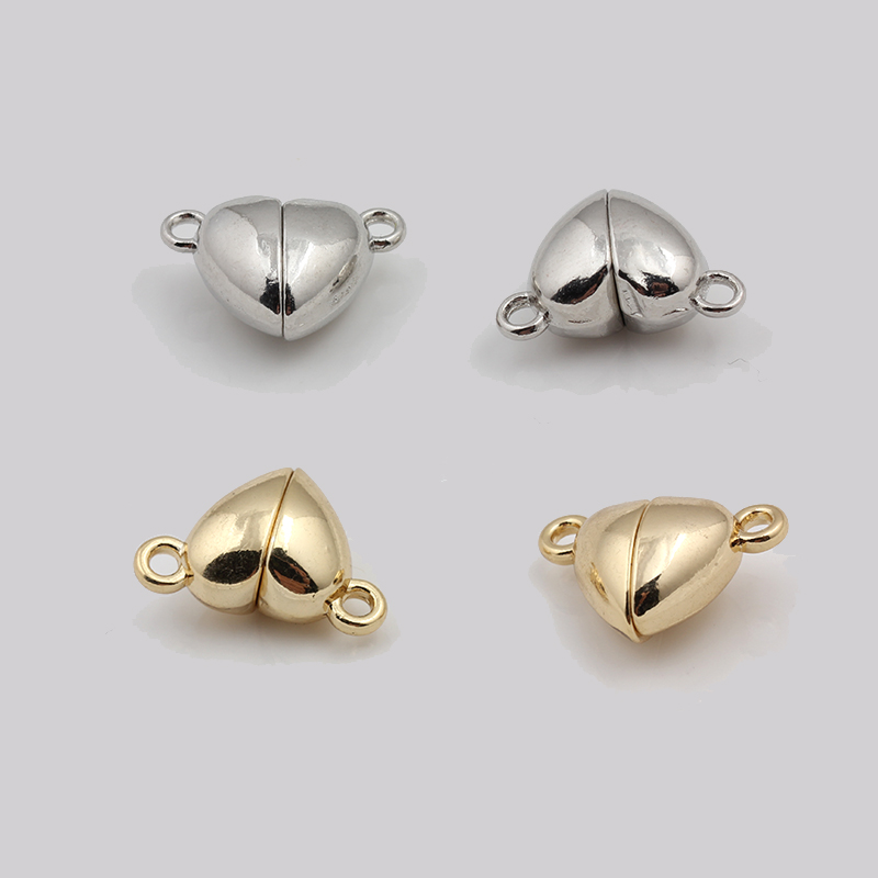 保色18K包金爱心磁铁扣白金桃心磁扣手链扣项链扣头连接扣dy配件