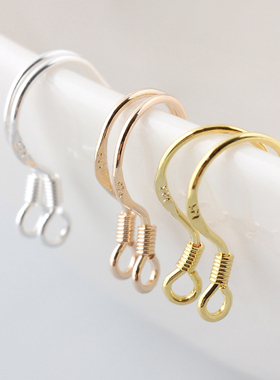 包邮10对包银镀纯银大耳钩钢印925字铜耳钩KC金色diy耳饰耳环配件