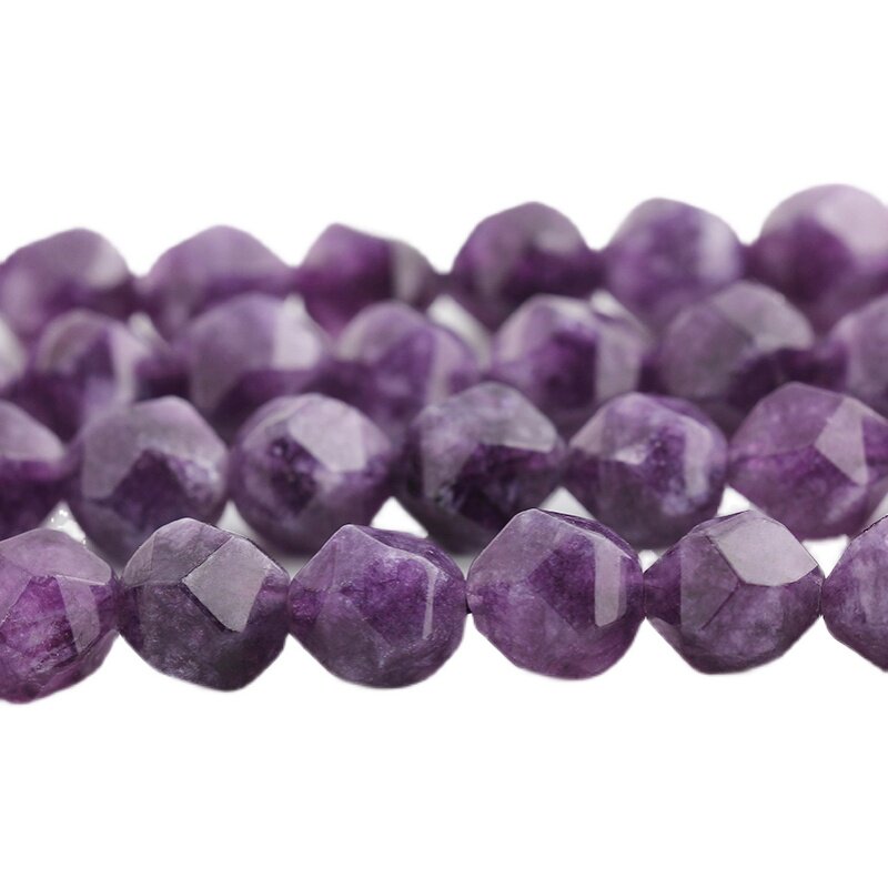 NATURAL JADE CRYSTAL LOOSE BEADS CUT CORNERS CUT CORNERS AMETHYST 8MM BEADS BEADED BRACELET MATERIAL DIY BRACELET ACCESSORIES