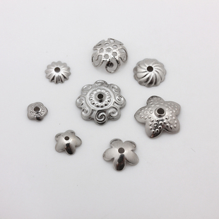 50个不褪色不锈钢钛钢花托项链配饰手链隔珠串珠散珠diy饰品配件