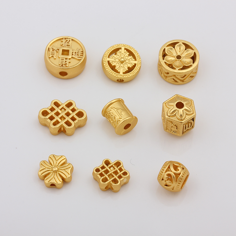 保色哑光古法金珠子多款散珠