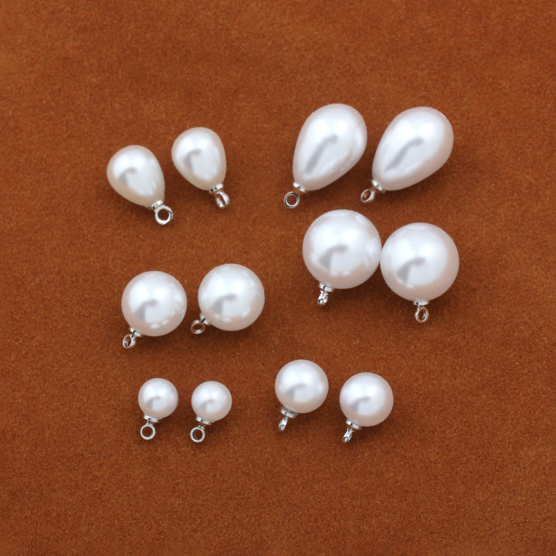 白色珍珠圆球圆珠水滴小吊坠挂坠