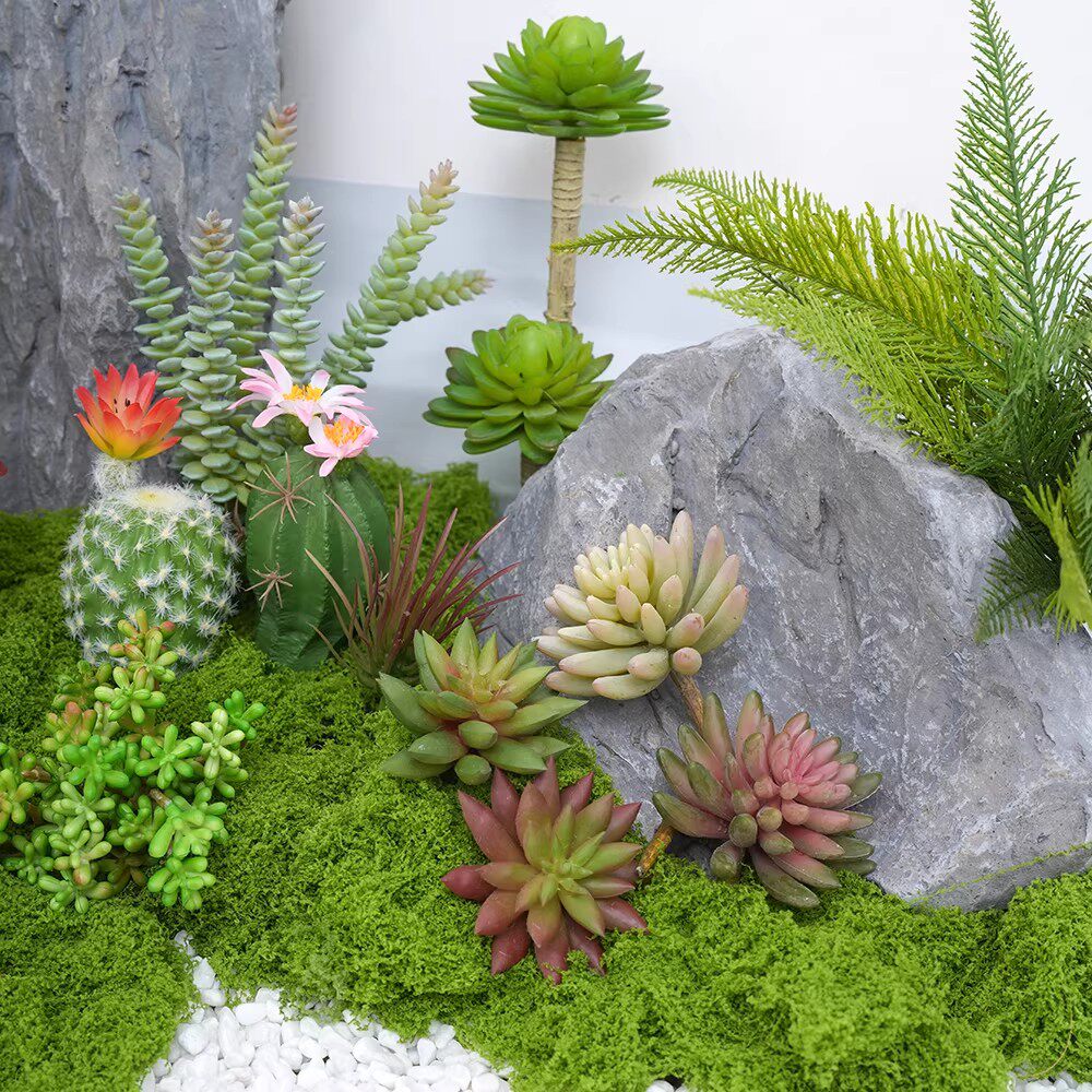 仿真多肉植物组合装饰摆件室内桌面绿植手工制作北欧风