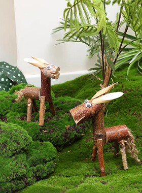 田园风木质动物装饰摆件