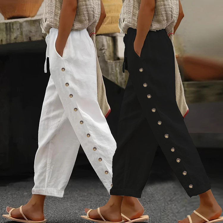 Women's casual cropped pants女裤子松紧腰宽松百搭休闲九分
