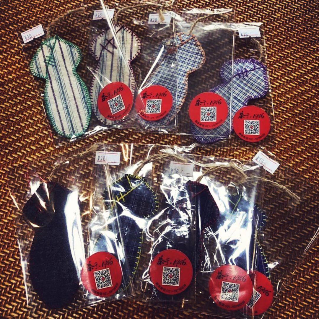 2件包邮手工diy制作老土布书签旗袍优雅复古文艺格子条纹创意礼物