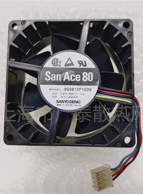 三洋8038 12V 1.1A 8CM滚珠大风量4线温控服务器风扇 9G0812P1G09