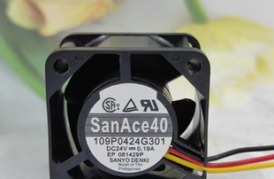 日本三洋SANYO 109P0424G301 24V 0.19A 40*40*28 变频器风扇