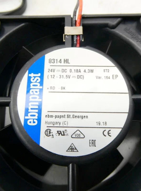 德国ebmpapst 8314HL 24V 180mA 4.3W 8032 数控变频器散热风扇