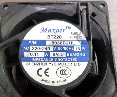 Maxair BT220 8038B2HL 轴流风机220V 0.11A 18W 8CM机柜散热风扇