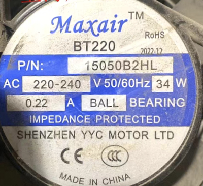 全新原装Maxair/BT 15050B2HL交流散热风扇 15050B2H 220V 滚珠