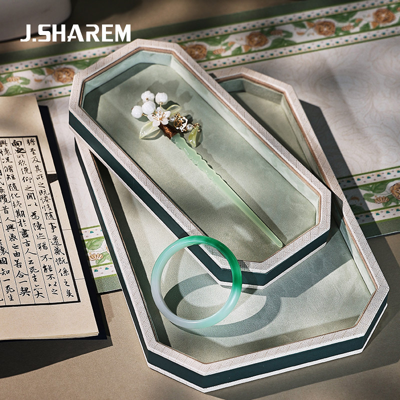 国风饰品展示盘珍珠项链看货盘珠宝首饰托盘玉器直播翡翠拍照道具