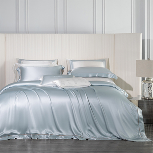 清悠居重磅25姆米真丝四件套100%桑蚕丝被套夏季 丝滑凉感丝绸床品