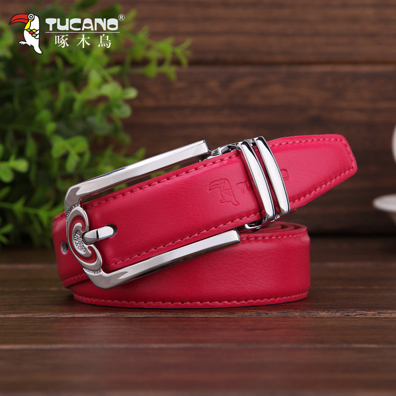 Woodpecker Ms. belt genuine leather Pin buckle belt Sweet All-match belt cowhide Korean Edition fashion Waist beltin the Accessories/Leather belt/Hat/Muffler , Belt/Leather belt/Yaolian  category - from Buy2taobao.com to provide professional Taobao agent buy service