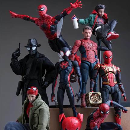 SHF蜘蛛侠迈尔斯·莫拉莱斯纵横宇宙彼得B帕克&梅黛帕克可动手办