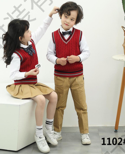 SY秋冬新款幼儿园园服校服外套毛衣外套毛衣背心男女生同款英伦风