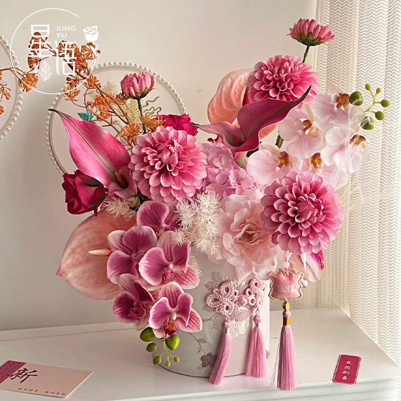 新年年宵节福桶锦绣繁花抱抱桶插花桶diy礼物礼品礼盒鲜花包装盒,鲜花速递/花卉仿真/绿植园艺,花艺包装盒,淘宝优惠券,粉丝福利购,淘宝优惠卷