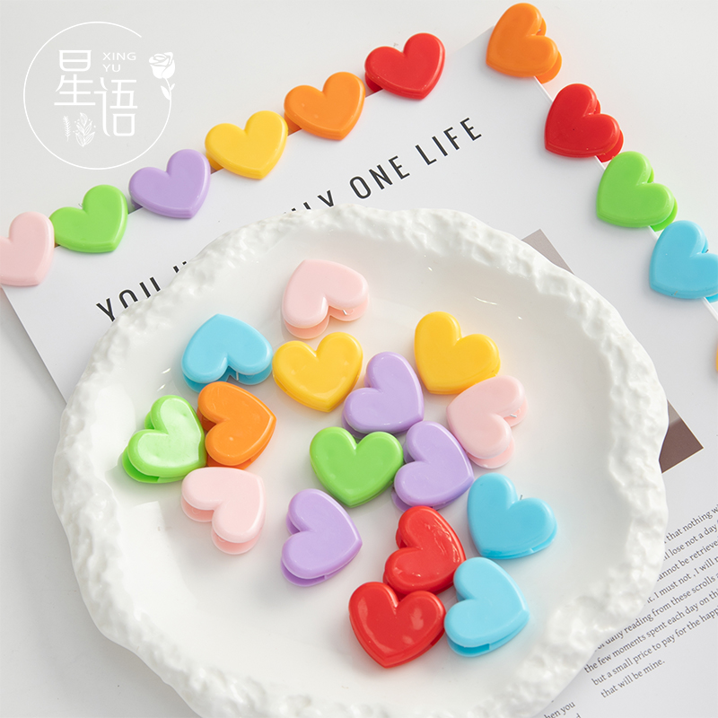 塑料彩色爱心小夹子花艺材料diy
